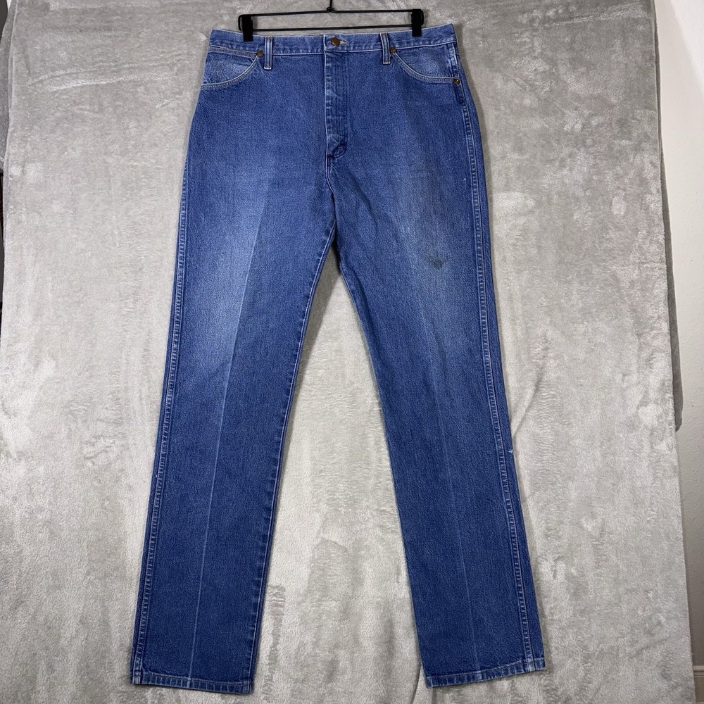 Vintage Wrangler 13MWZ Jeans Mens 36x36 Vs‎ Tag 38x36 Blue Cowboy Cut USA 90s
